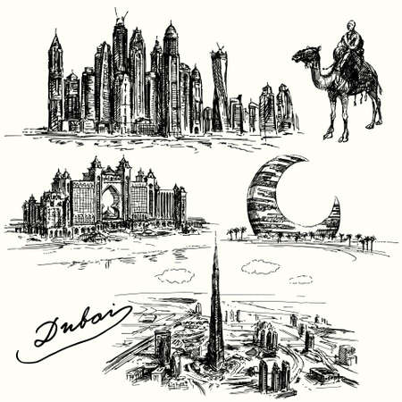 Dubai - hand drawn collectionのイラスト素材