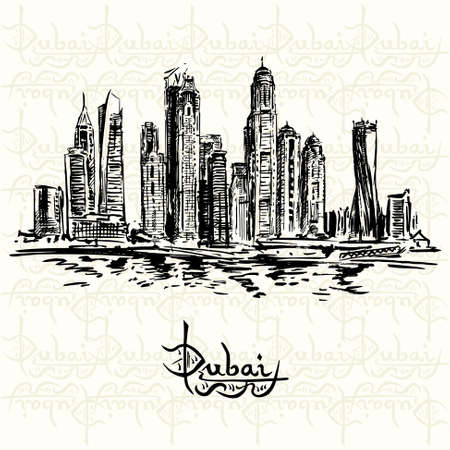 Dubai - hand drawn illustrationのイラスト素材