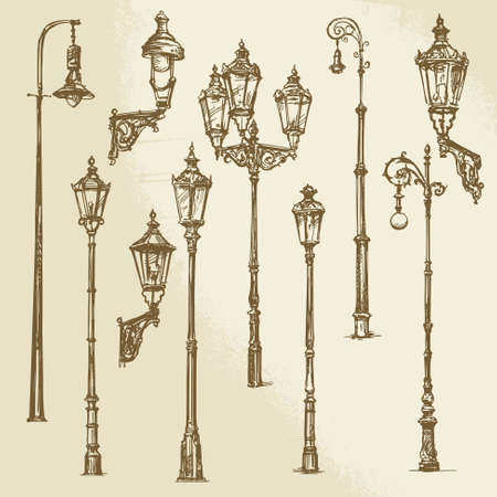 Street lamp setのイラスト素材
