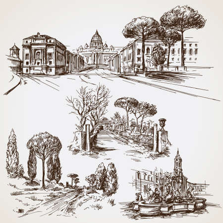 Rome, Italy. Vector illustrationのイラスト素材