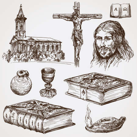 Symbols of christian faithのイラスト素材
