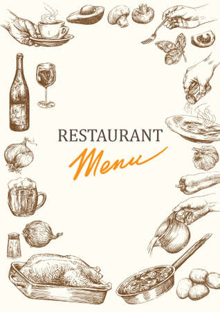 Hand drawn restaurant menuのイラスト素材