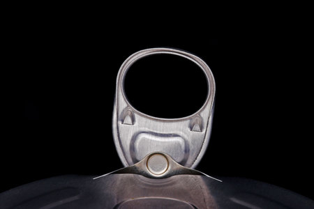 ring pull of an tin can, Studio, isolated on blackの写真素材