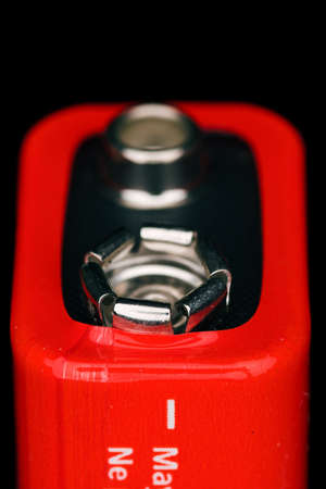 battery, minus pole, studio-shot, isolated on blackの写真素材