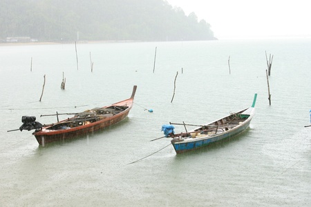 rain fall into sea of tarutao sourthern of thailandの写真素材