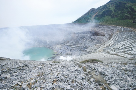 kawah ijen crater in indonesiaの写真素材