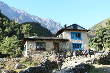 home in village from nepal in everest himalaya trekのeditorial素材