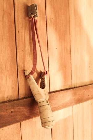 catapult hang over wall from thailandの写真素材