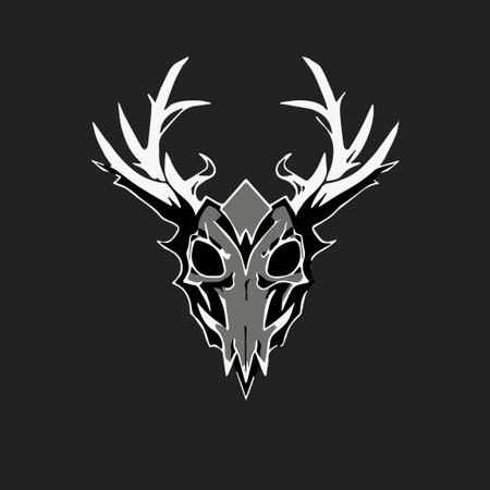 Deer head with antlers. Vector illustration on a black background.のイラスト素材