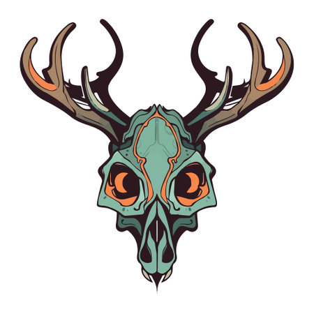 Deer head with antlers. Vector illustration on white background.のイラスト素材