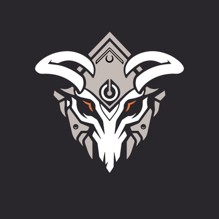 Tribal goat head logo template vector icon illustration design isolated on black backgroundのイラスト素材