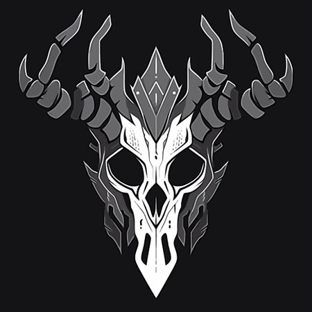 Skull with horns on black background. Vector illustration for your designのイラスト素材