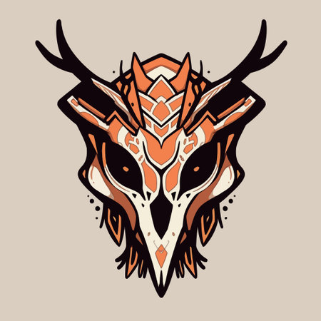 Stylized head of a deer with horns. Vector illustration.のイラスト素材