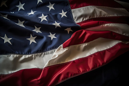 Closeup of grunge United States of American flag backgroundの素材