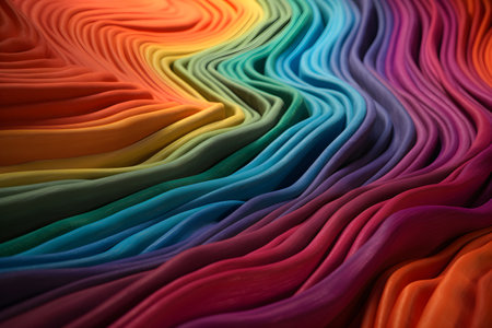 abstract background of colorful silk or satin fabric with folds and wavesの素材