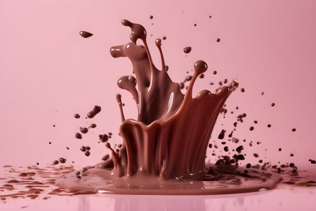 A chocolate splash isolated on pink background. 3d renderingの素材