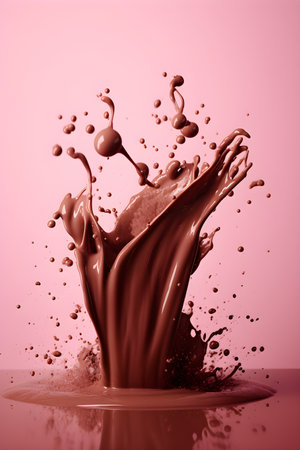 A chocolate splash isolated on pink background. 3d renderingの素材