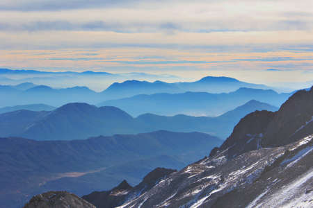 Landscape Mountains in the winter at Shangri-La, Chinaの写真素材