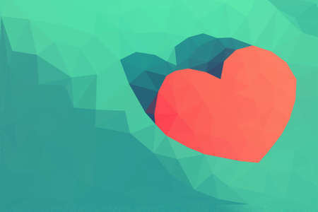 Illustration abstract polygonal heart. Love symbol. Low poly colorful style. Romantic background for Valentines dayの写真素材