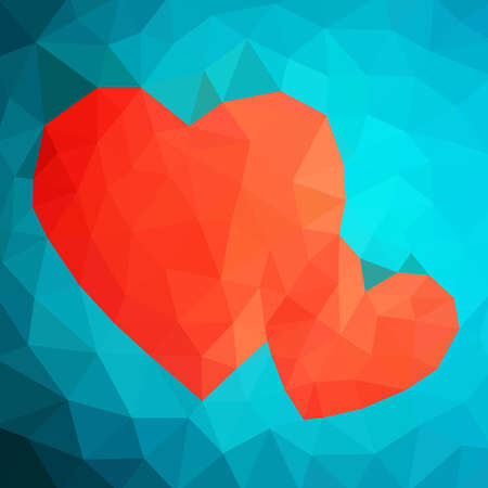 Illustration abstract polygonal heart. Love symbol. Low poly colorful style. Romantic background for Valentines dayの写真素材