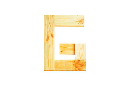 G, One letter of wooden alphabet isolated on whiteの写真素材