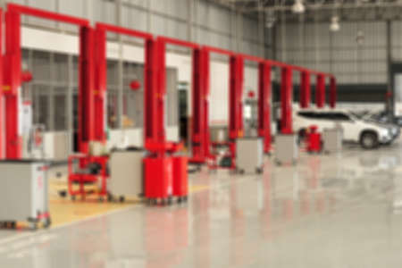 Blurred car repair service centerの写真素材