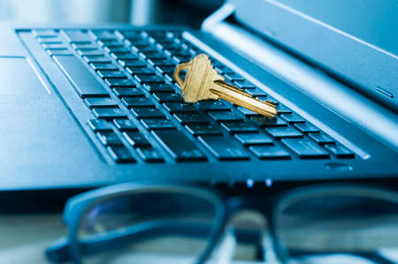 Access key of security in Internet and computer on the laptop , Security and Information technology conceptの写真素材