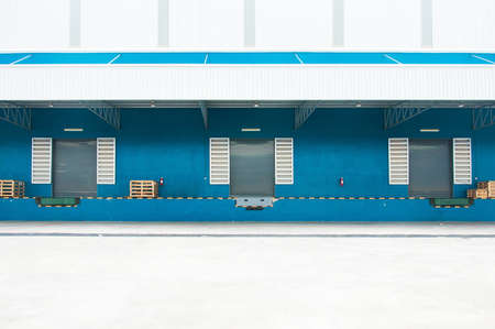 Distribution warehouse with gates for loading goodsの写真素材