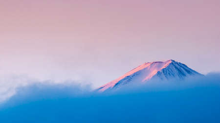 The peak of Fuji mountain in Kawaguchiko, Japanの写真素材