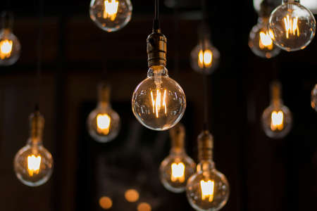 Luxury beautiful retro or vintage old style light bulb decorの写真素材