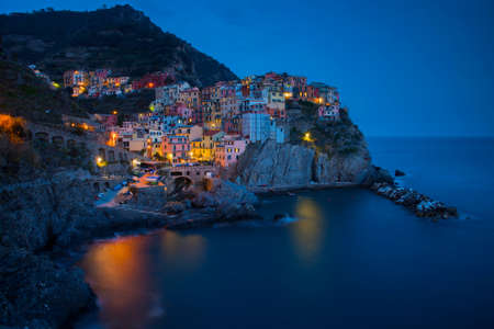 Manarola, 1 of 5 fishing village of Cinque Terre, coastline of Liguria in La Spezia, Italyの写真素材