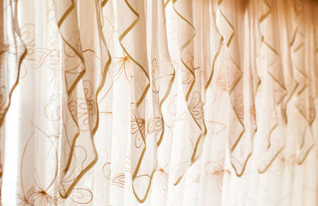 Curtains textured blue flowers の写真素材