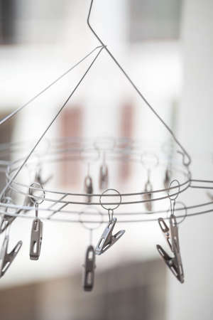 Peg multiple hanging combination with the wire の写真素材