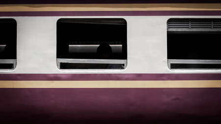 Rectangular window of a train in Thailand の写真素材