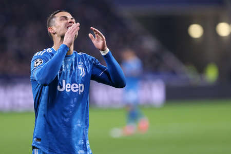 Lyon, France. 26th February 2020. Uefa Champions League 2019-20. Olympique Lyonnais vs Juventus Fc. . Cristiano Ronaldo of Juventus FC.のeditorial素材