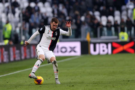 Torino, Italy. 06th January 2020. Italian Serie A. Juventus Fc vs Cagliari Calcio. Aaron Ramsey of Juventus FC in actionのeditorial素材
