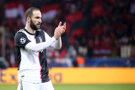 Leverkusen, Germany. 11th December 2019. Uefa Champions League 2019-20 Group D. Gonzalo Higuain of Juventus FC.のeditorial素材