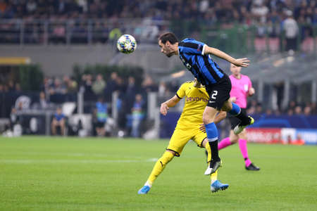 Milan, Italy. 23th October 2019. Uefa Champions League. Fc Internazionale vs Borussia 09 Dortmund. Diego Godin of FC Internazionale Milano, Italy.のeditorial素材