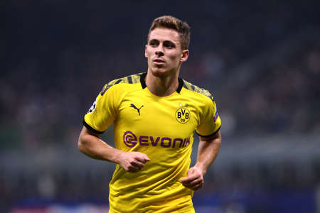 Milan, Italy. 23th October 2019. Uefa Champions League. Fc Internazionale vs Borussia 09 Dortmund. Thorgan Hazard of Borussia Dortmund Milan, Italy.のeditorial素材
