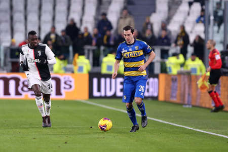 Torino, Italy. 19th January 2020. Italian Serie A. Juventus Fc vs Parma Calcio. Matteo Darmian of Parma Calcio  .のeditorial素材