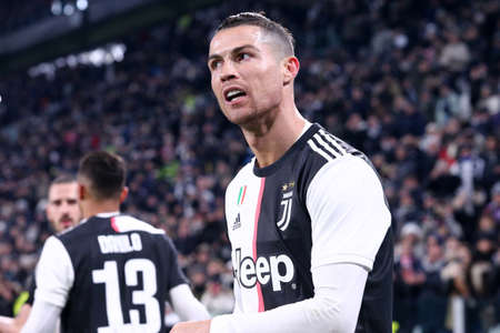 Turin, Italy. 19th January 2020. Italian Serie A. Juventus Fc vs Parma Calcio. Cristiano Ronaldo of Juventus FC celebrate after scoring a goalのeditorial素材