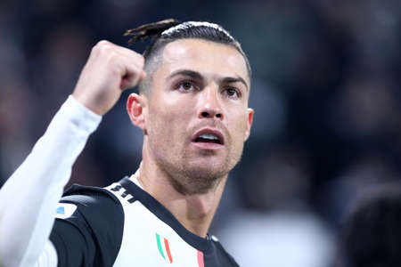 Turin, Italy. 19th January 2020. Italian Serie A. Juventus Fc vs Parma Calcio. Cristiano Ronaldo of Juventus FC celebrate after scoring a goalのeditorial素材