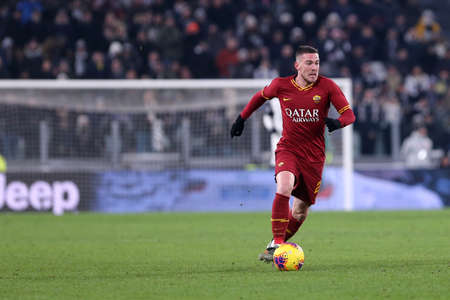 Torino, Italy. 22th January 2020. Coppa Italia. Juventus Fc vs As Roma. Jordan Veretout of  As Roma in action .のeditorial素材