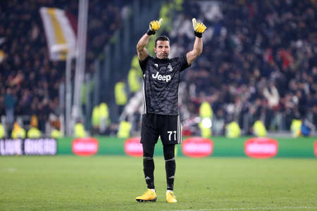 Torino, Italy. 22th January 2020. Coppa Italia. Juventus Fc vs As Roma. Gianluigi Buffon of Juventus...