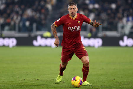 Torino, Italy. 22th January 2020. Coppa Italia. Juventus Fc vs As Roma. Aleksandar Kolarov of  As Roma in action .のeditorial素材