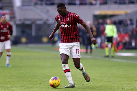 Milano, Italy. 19th January 2020. Italian Serie A. Ac Milan vs Udinese Calcio. Rafael Leao  of Ac Milan.のeditorial素材