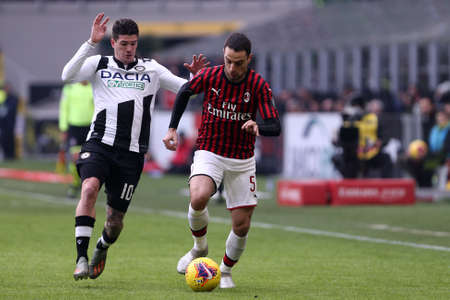 Milano, Italy. 19th January 2020. Italian Serie A. Ac Milan vs Udinese Calcio.Giacomo Bonaventura  of Ac Milan.のeditorial素材