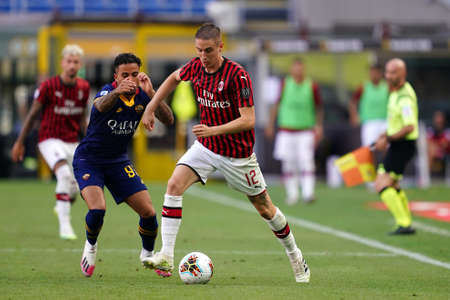 Milan (Italy) 28th June 2020. Andrea Conti of Ac Milan during the Serie A match between Ac Milan and As Roma.のeditorial素材
