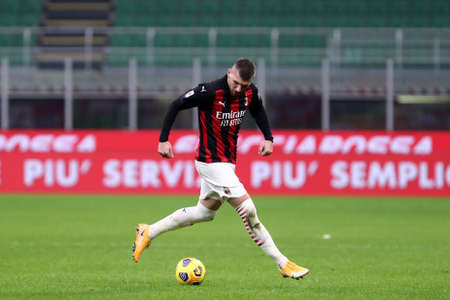 Milan, Italy. 08th November 2020. Ante Rebic of Ac Milan during the Serie A match between Ac Milan and Hellas Verona.のeditorial素材