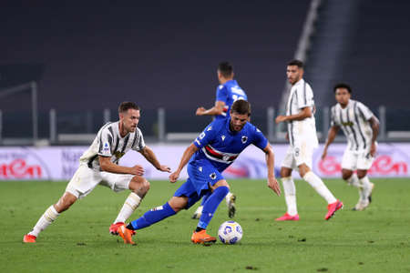 Turin, Italy. 20th september 2020. Italian Serie A. Bartosz Bereszynski of Uc Sampdoria in action during the Serie A match between Juventus Fc and Uc Sampdoria.のeditorial素材